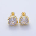 16K Gold Filled Clear CZ Hexagon Prong Stud | Earrings-00679