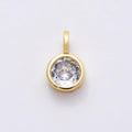 16K Gold Filled 13mm Clear CZ Round Bezel Solitaire Pendant in Gold & Silver | Charms-00838 Charms-00839