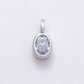 16K Gold Filled 13mm Clear CZ Oval Bezel Solitaire Pendant in Gold & Silver | Charms-00840 Charms-00841