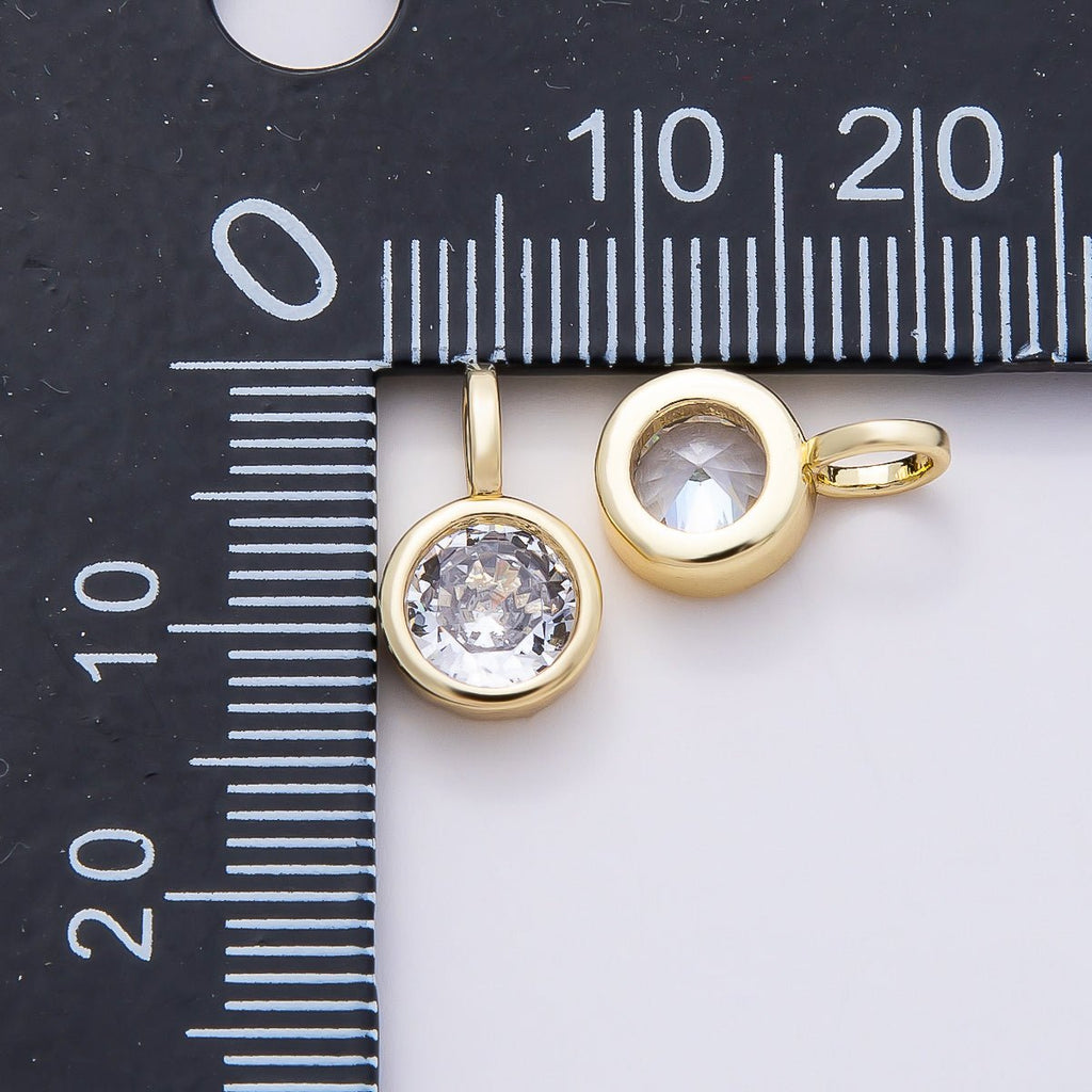 16K Gold Filled Clear CZ Marquise, Heart, Round, Oval, Teardrop Bezel Solitaire Pendant in Gold & Silver | Charms-00834 ~ Charms-00843