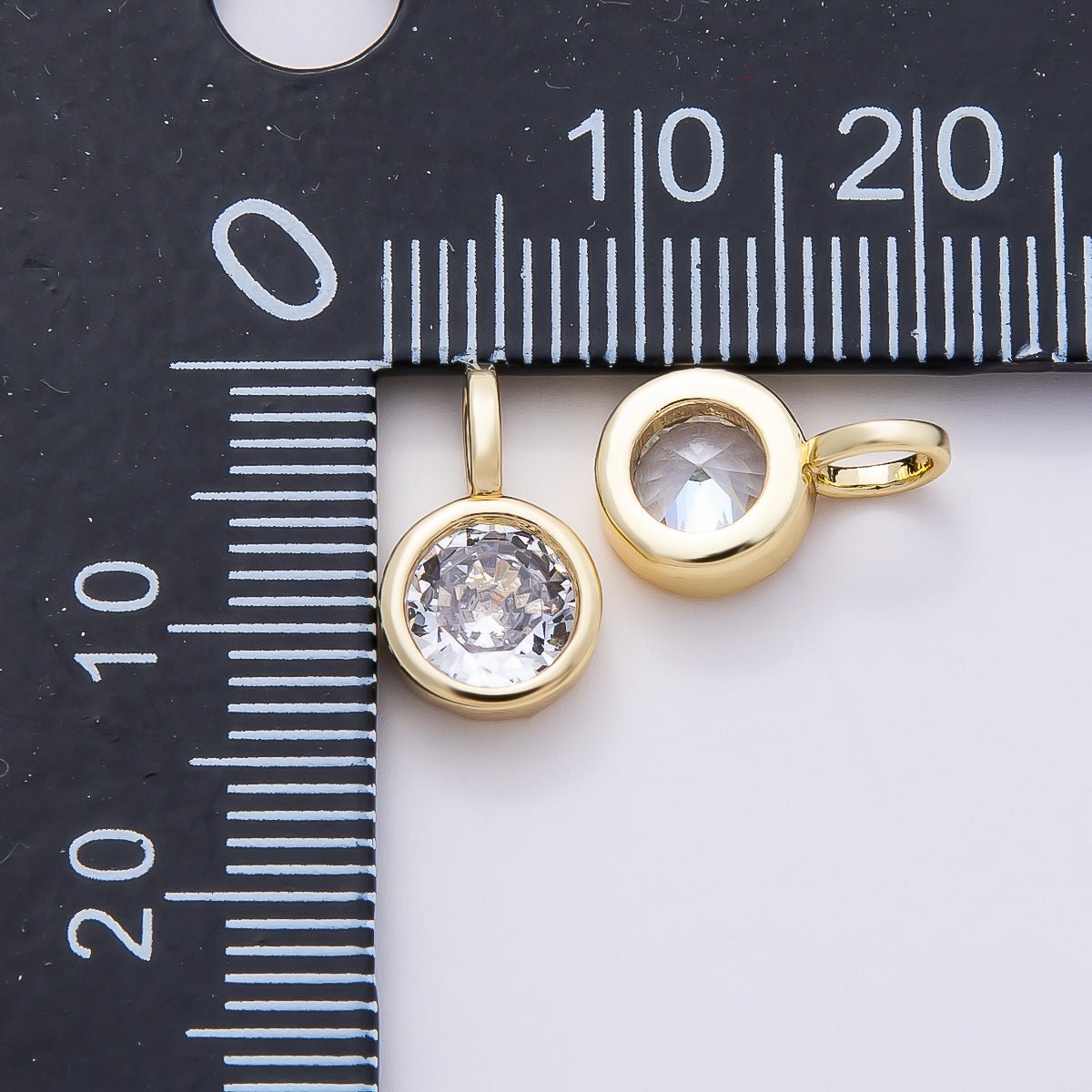 16K Gold Filled Clear CZ Marquise, Heart, Round, Oval, Teardrop Bezel Solitaire Pendant in Gold & Silver | Charms-00834 ~ Charms-00843