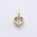 16K Gold Filled 12mm Clear CZ Love Heart Bezel Solitaire Pendant in Gold & Silver | Charms-00836 Charms-00837