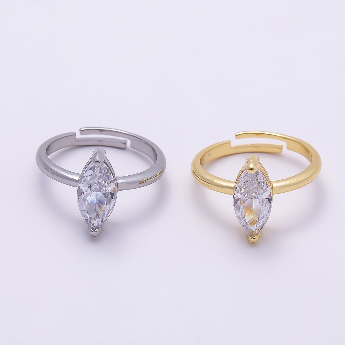 16K Gold Filled Clear CZ Marquise Solitaire Adjustable Ring | RINGS-00093