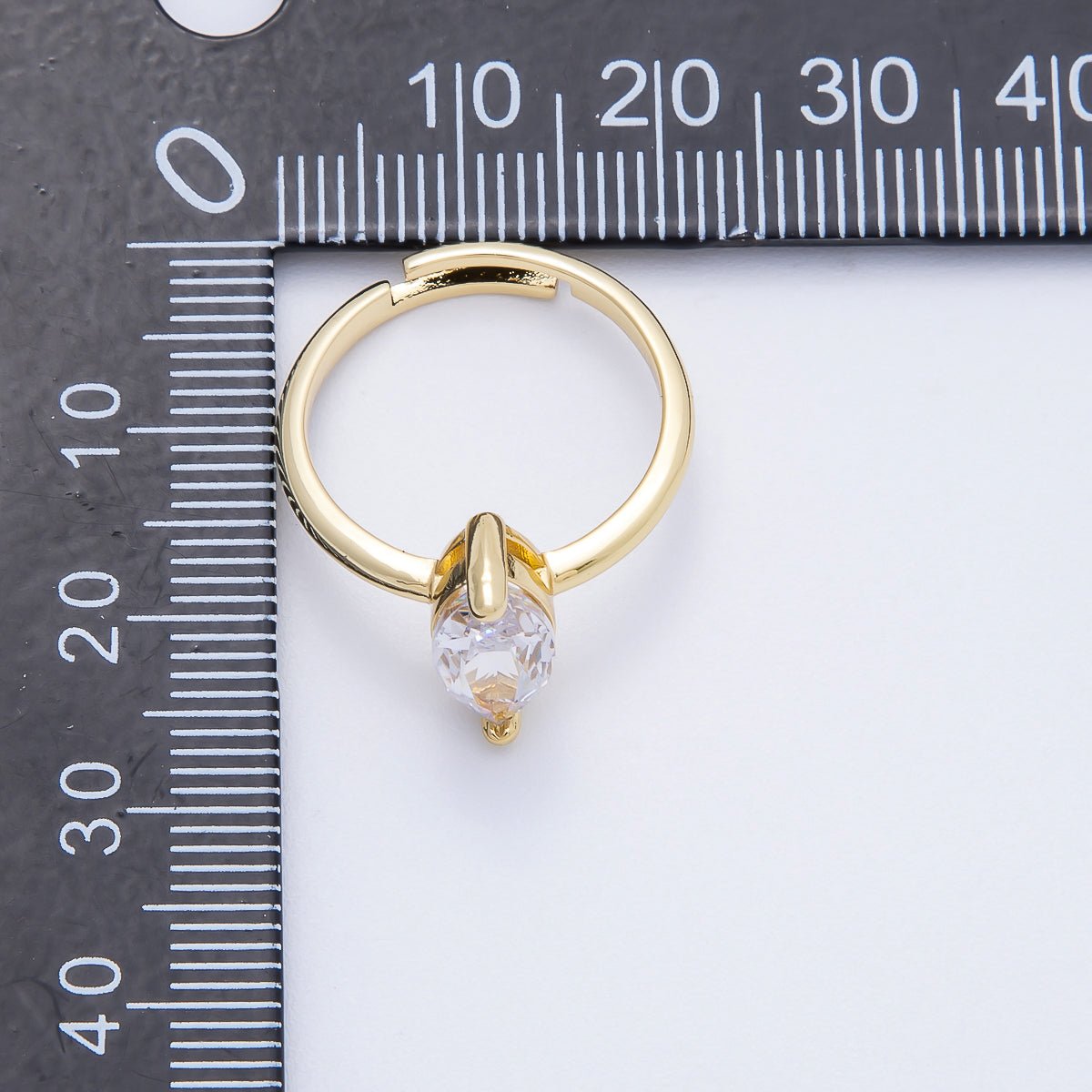 16K Gold Filled Clear CZ Marquise Solitaire Adjustable Ring | RINGS-00093