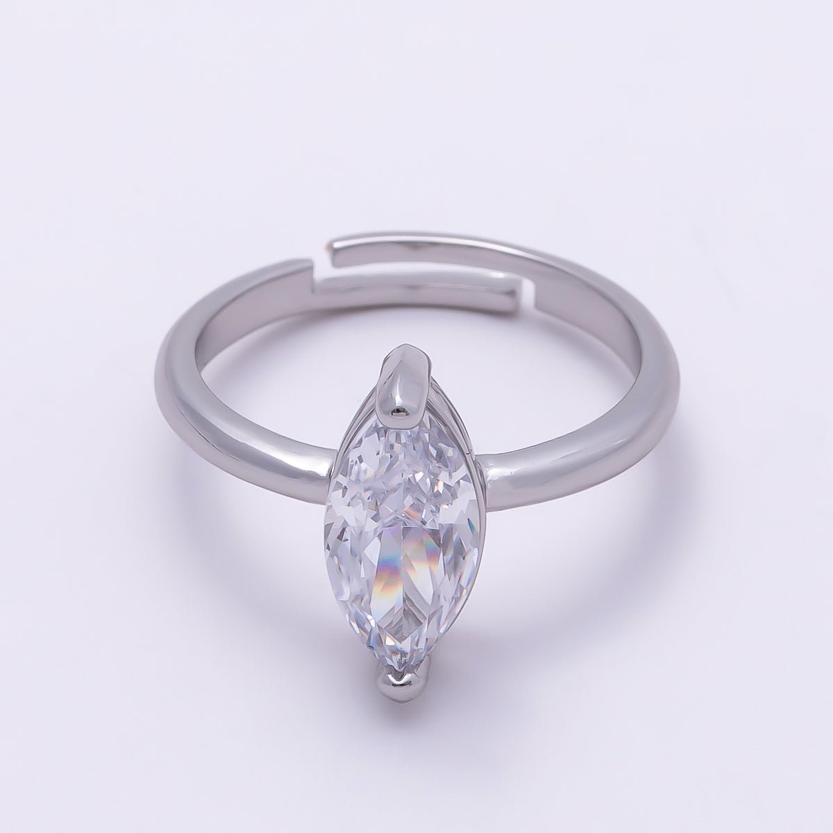 16K Gold Filled Clear CZ Marquise Solitaire Ring in Gold & Silver | Rings-00120