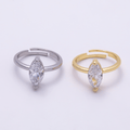 16K Gold Filled Clear CZ Marquise Solitaire Ring in Gold & Silver | Rings-00120