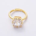 16K Gold Filled Clear CZ Rounded Square Solitaire Ring in Gold & Silver | Rings-00113 Rings-00114