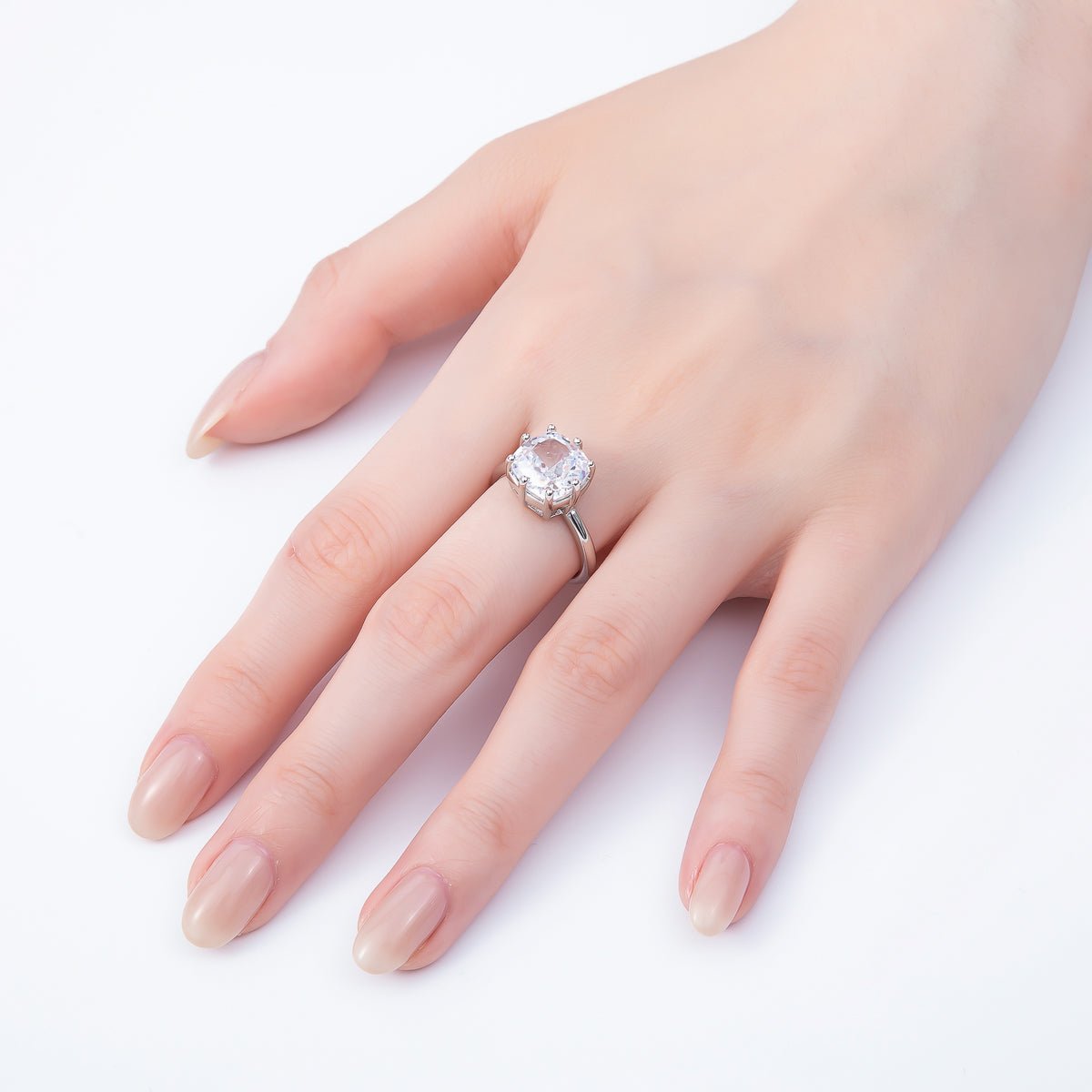 16K Gold Filled Clear CZ Rounded Square Solitaire Ring in Gold & Silver | Rings-00113 Rings-00114