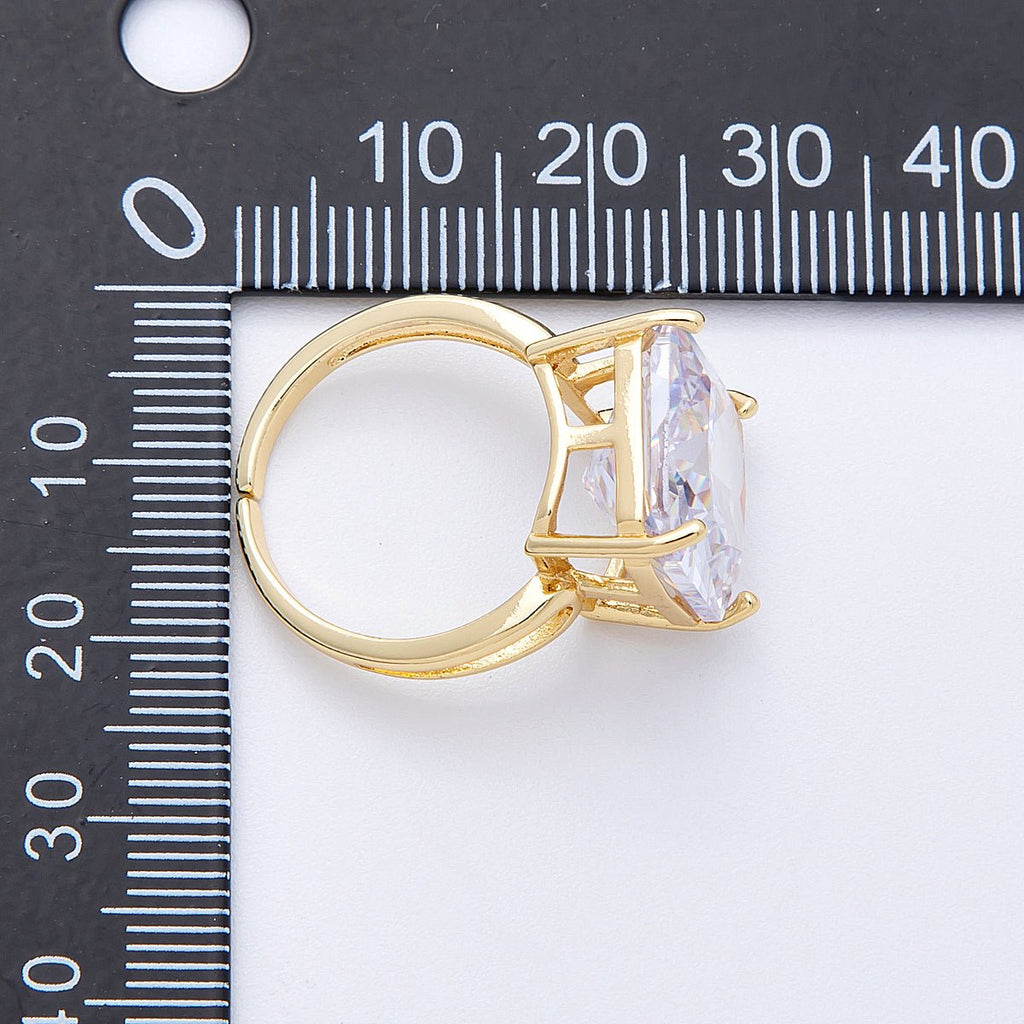 16K Gold Filled Clear CZ Baguette Square Solitaire Ring in Gold & Silver | Rings-00018 Rings-00019