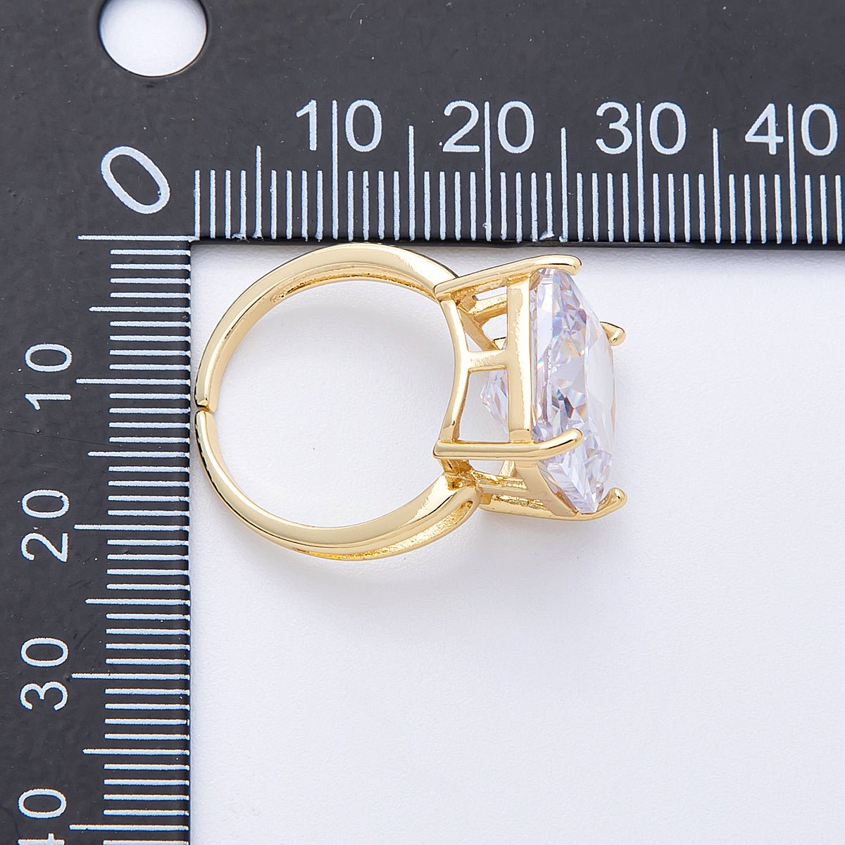 16K Gold Filled Clear CZ Baguette Square Solitaire Ring in Gold & Silver | Rings-00018 Rings-00019