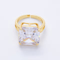 16K Gold Filled Clear CZ Baguette Square Solitaire Ring in Gold & Silver | Rings-00018 Rings-00019