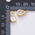 16K Gold Filled Clear CZ Teardrop, Oval, Heart, Marquise, Square Solitaire Charm | Charms-00816 ~ Charms-00820