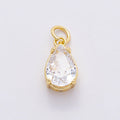 16K Gold Filled 13mm Clear CZ Teardrop Solitaire Charm | Charms-00816