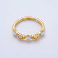 16K Gold Filled Clear CZ White Opal Gemstone Adjustable Ring | Rings-00141