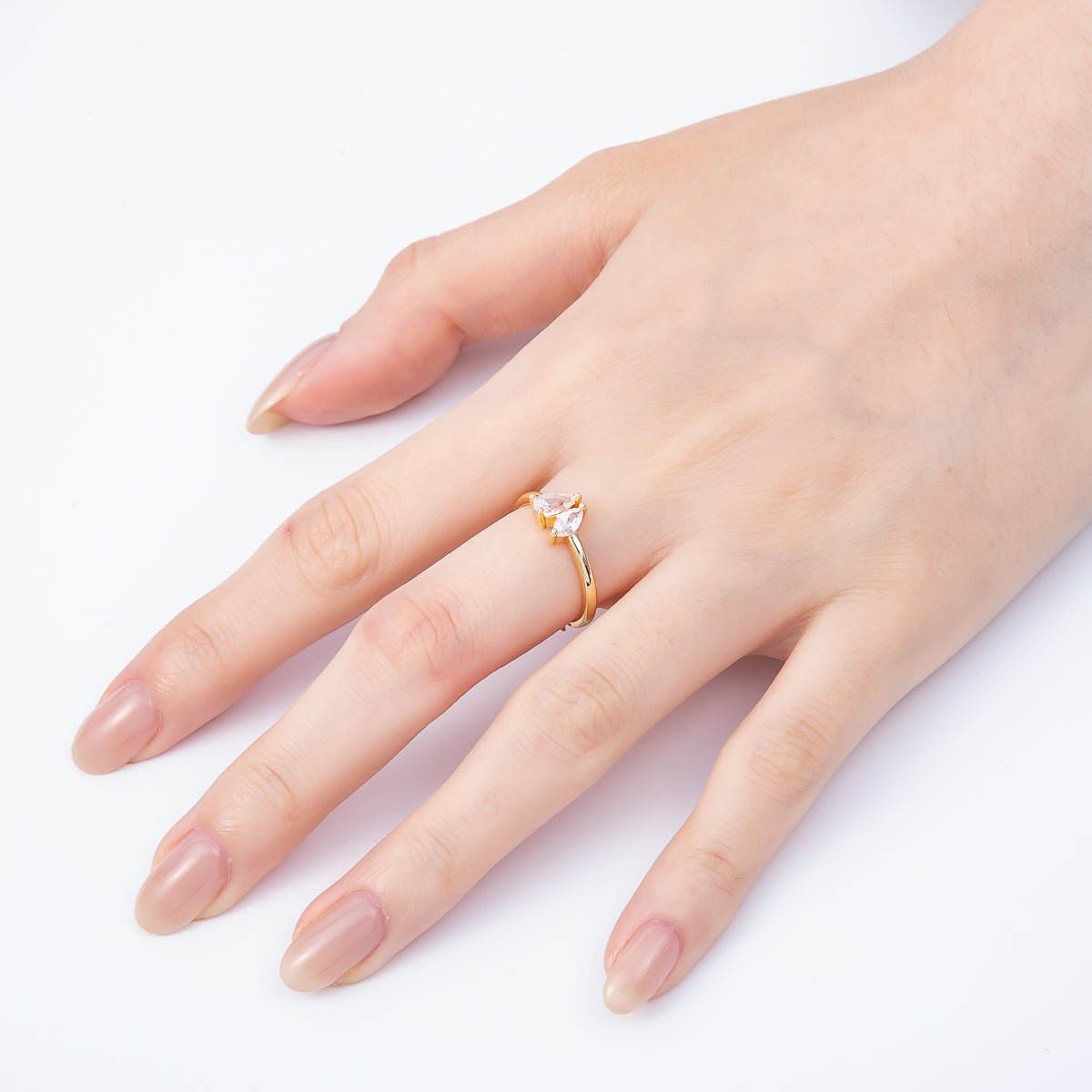 16K Gold Filled Clear Marquise Teardrop CZ Solitaire Ring in Gold & Silver | Rings-00159 Rings-00160