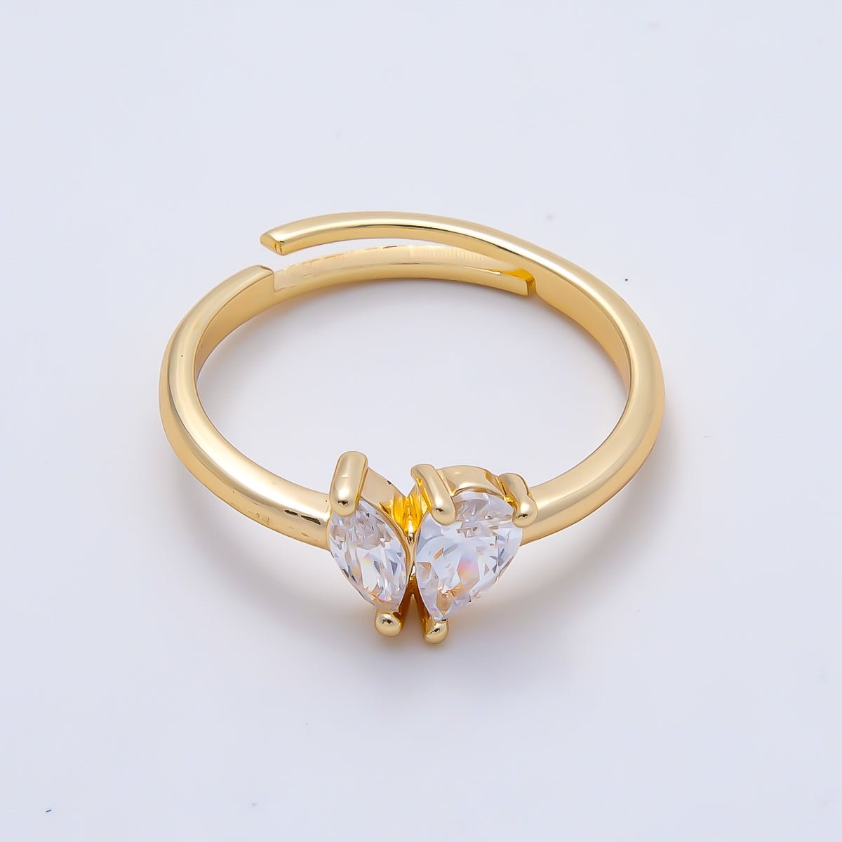 16K Gold Filled Clear Marquise Teardrop CZ Solitaire Ring in Gold & Silver | Rings-00159 Rings-00160