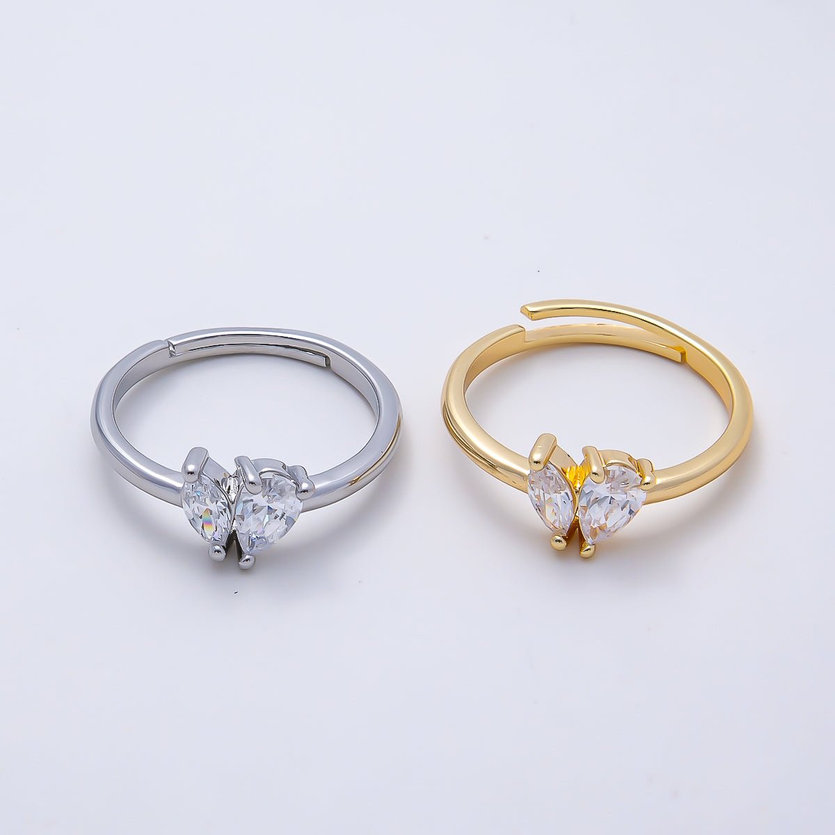 16K Gold Filled Clear Marquise Teardrop CZ Solitaire Ring in Gold & Silver | Rings-00159 Rings-00160