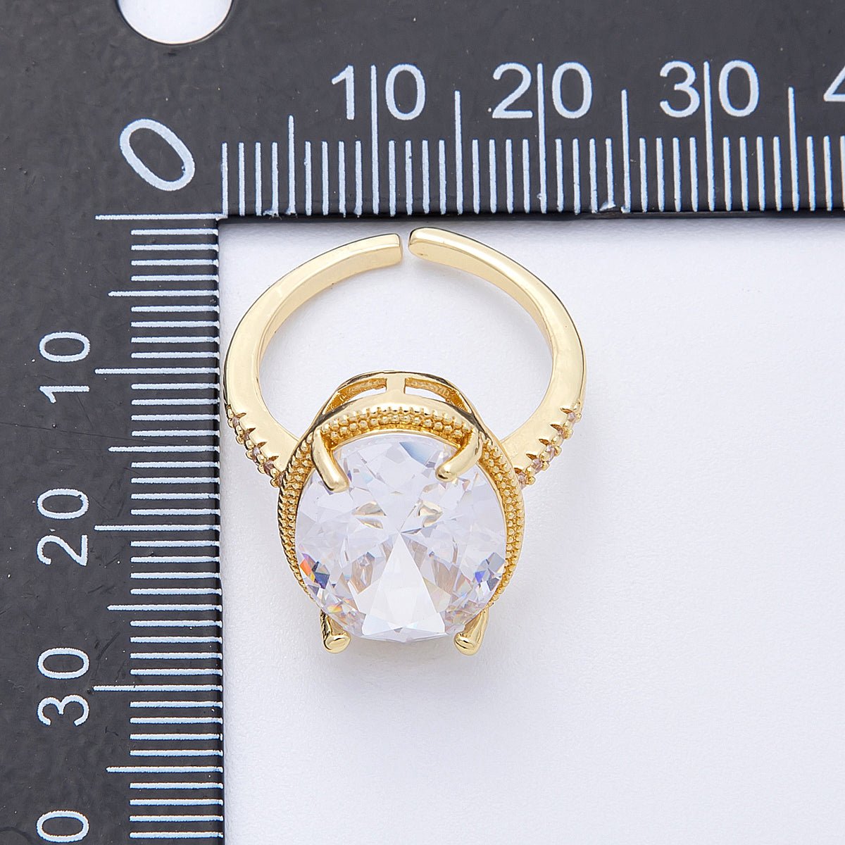 16K Gold Filled Clear Oval CZ Micro Paved Solitaire Ring in Gold & Silver | Rings-00007 Rings-00008