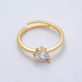 16K Gold Filled Clear Teardrop CZ Solitaire Ring in Gold & Silver | Rings-00165 Rings-00166