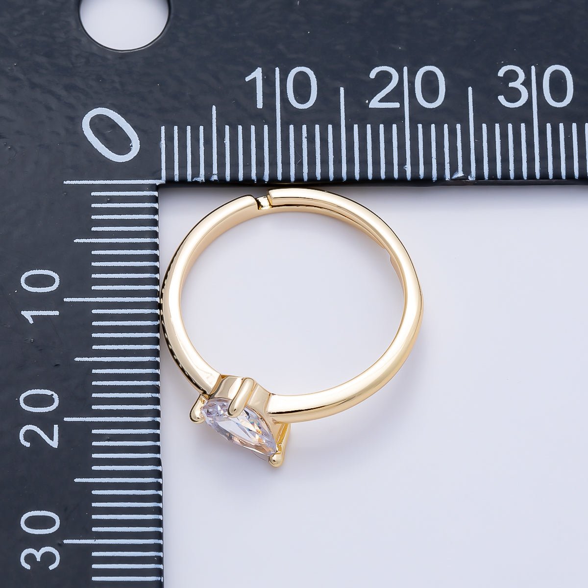 16K Gold Filled Clear Teardrop CZ Solitaire Ring in Gold & Silver | Rings-00165 Rings-00166