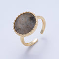 16K Gold Filled Labradorite Natural Gemstone Oval Bezel Statement Ring | Rings-00057