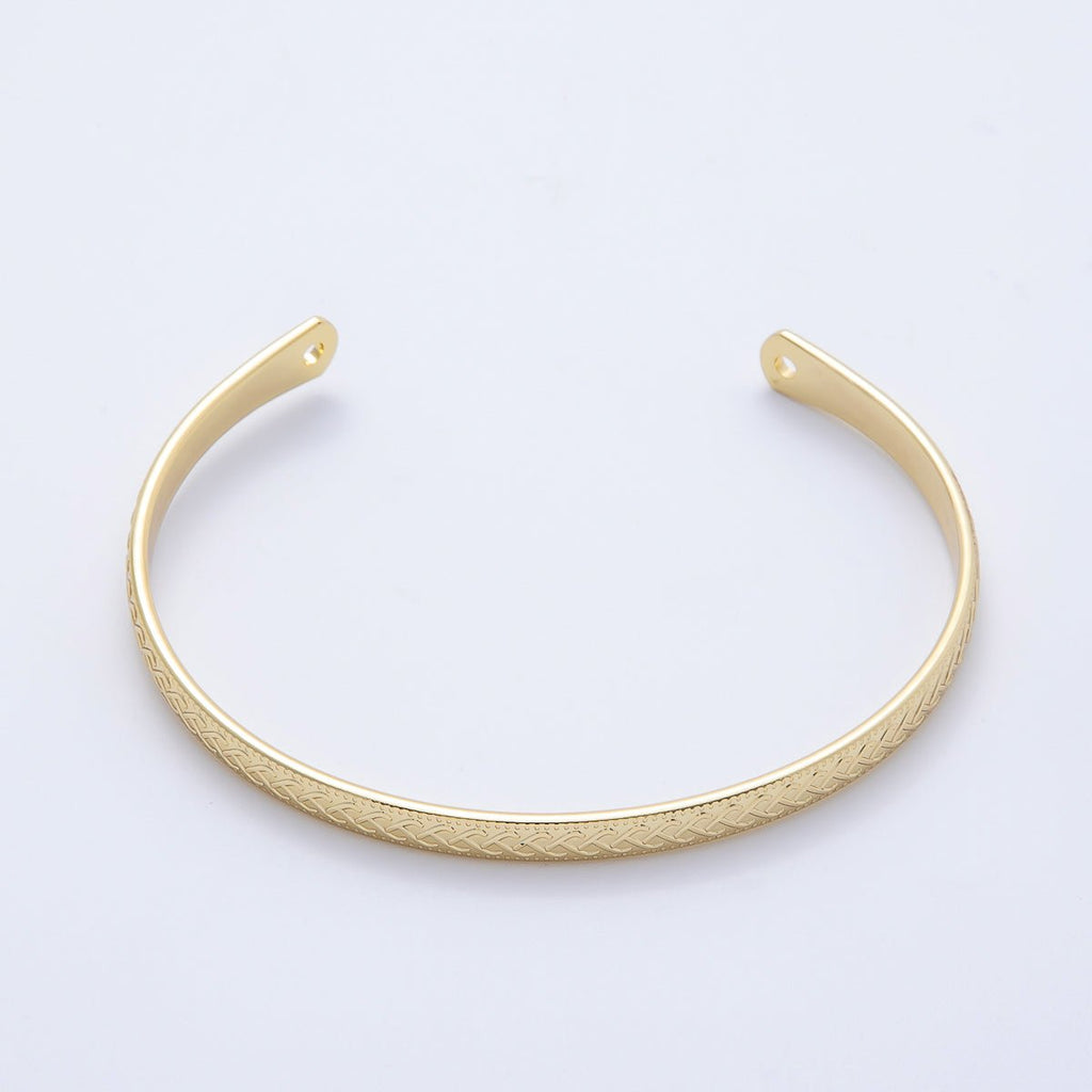 16K Gold Filled Geometric Lined Dotted Half Cuff Bracelet Finding for Bangle Supply | WA-04448