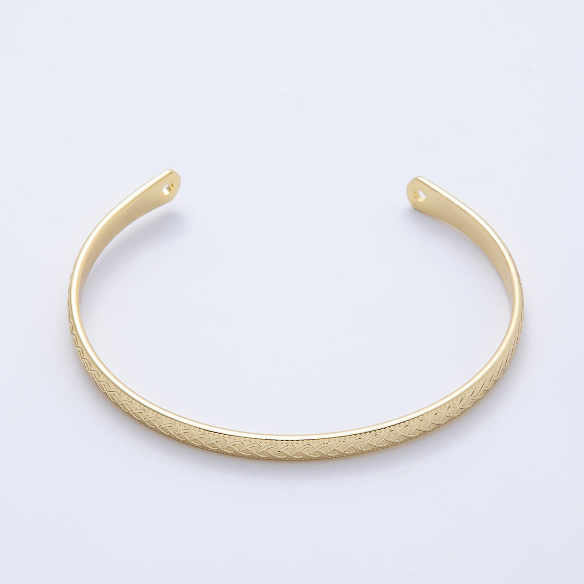 16K Gold Filled Geometric Lined Dotted Half Cuff Bracelet Finding for Bangle Supply | WA-04448