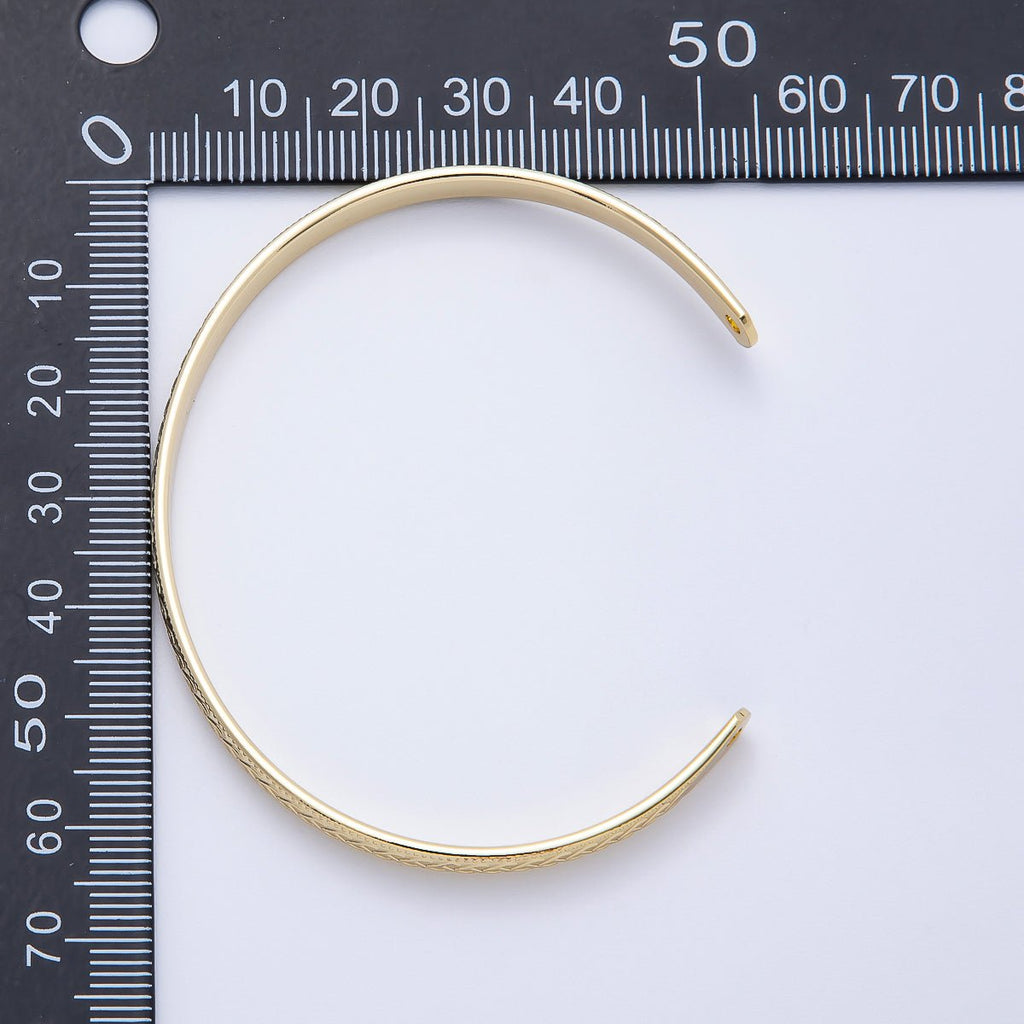 16K Gold Filled Geometric Lined Dotted Half Cuff Bracelet Finding for Bangle Supply | WA-04448