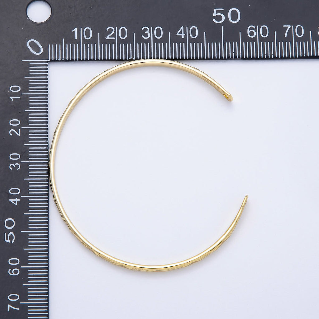 16K Gold Filled Multifaceted Geometric Dotted Lined Half Cuff Bracelet Finding for Bangle Supply | WA-04449