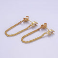 16K Gold Filled Clear CZ Marquise Chain Link Stud Earrings | T060