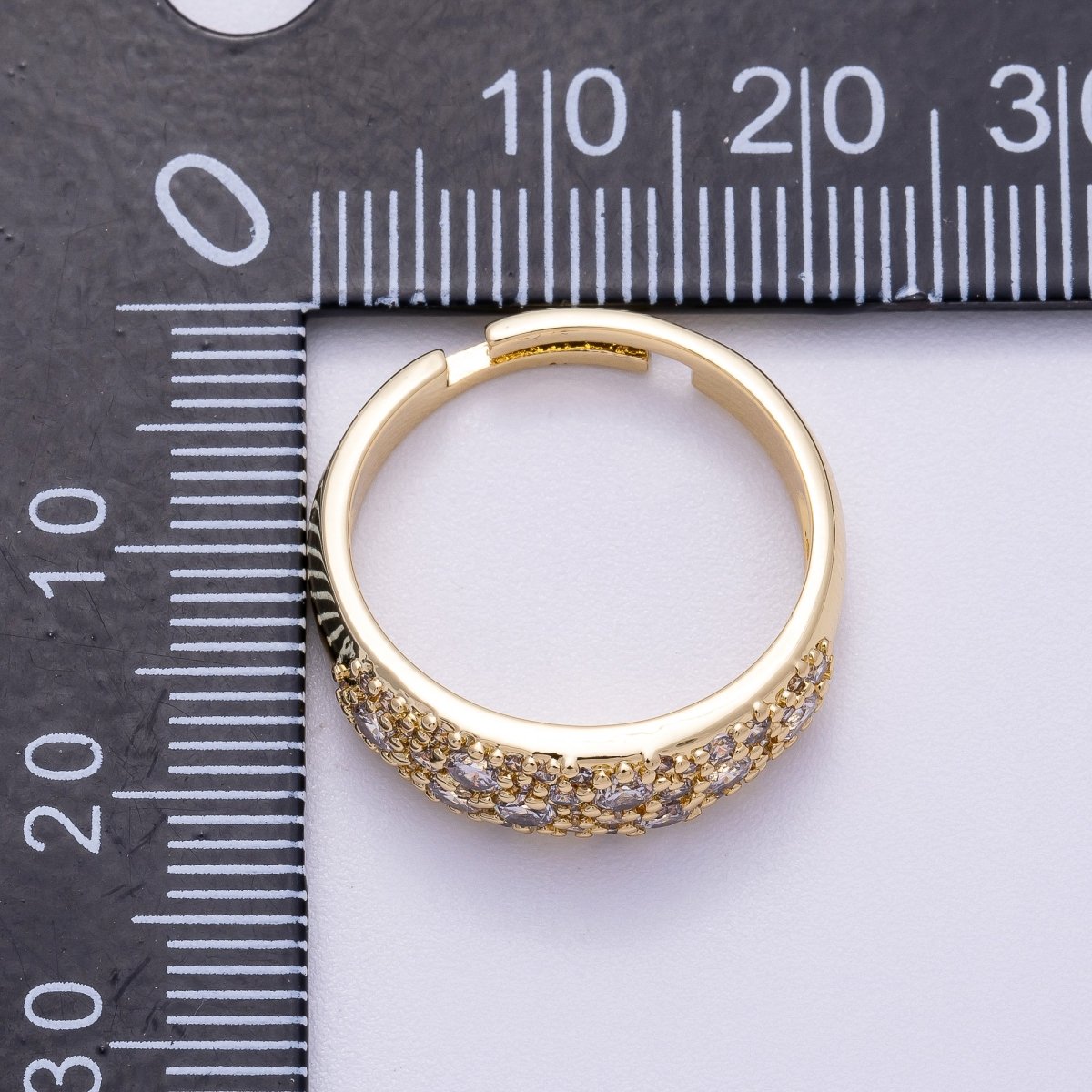 16K Gold Filled Micro Paved CZ Cluster Wide Dome Adjustable Ring in Gold & Silver | Rings-00078 Rings-00079