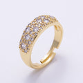 16K Gold Filled Micro Paved CZ Cluster Wide Dome Adjustable Ring in Gold & Silver | Rings-00078 Rings-00079