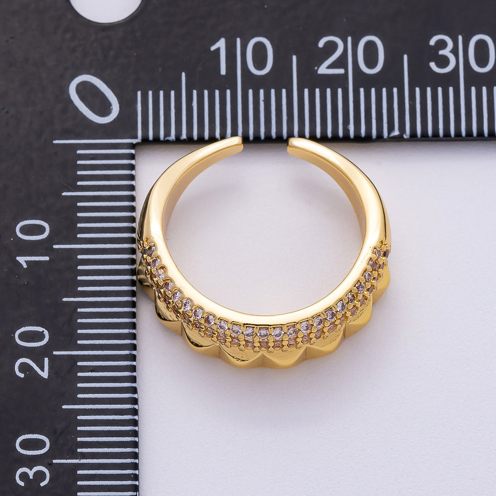 16K Gold Filled Micro Paved CZ Geometric Ring | Rings-00066