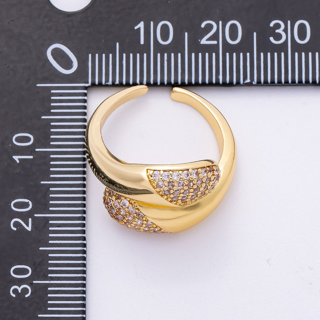16K Gold Filled Micro Paved CZ Molten Adjustable Ring | RINGS-00069