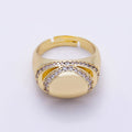 16K Gold Filled Micro Paved CZ Open Signet Ring | Rings-00289