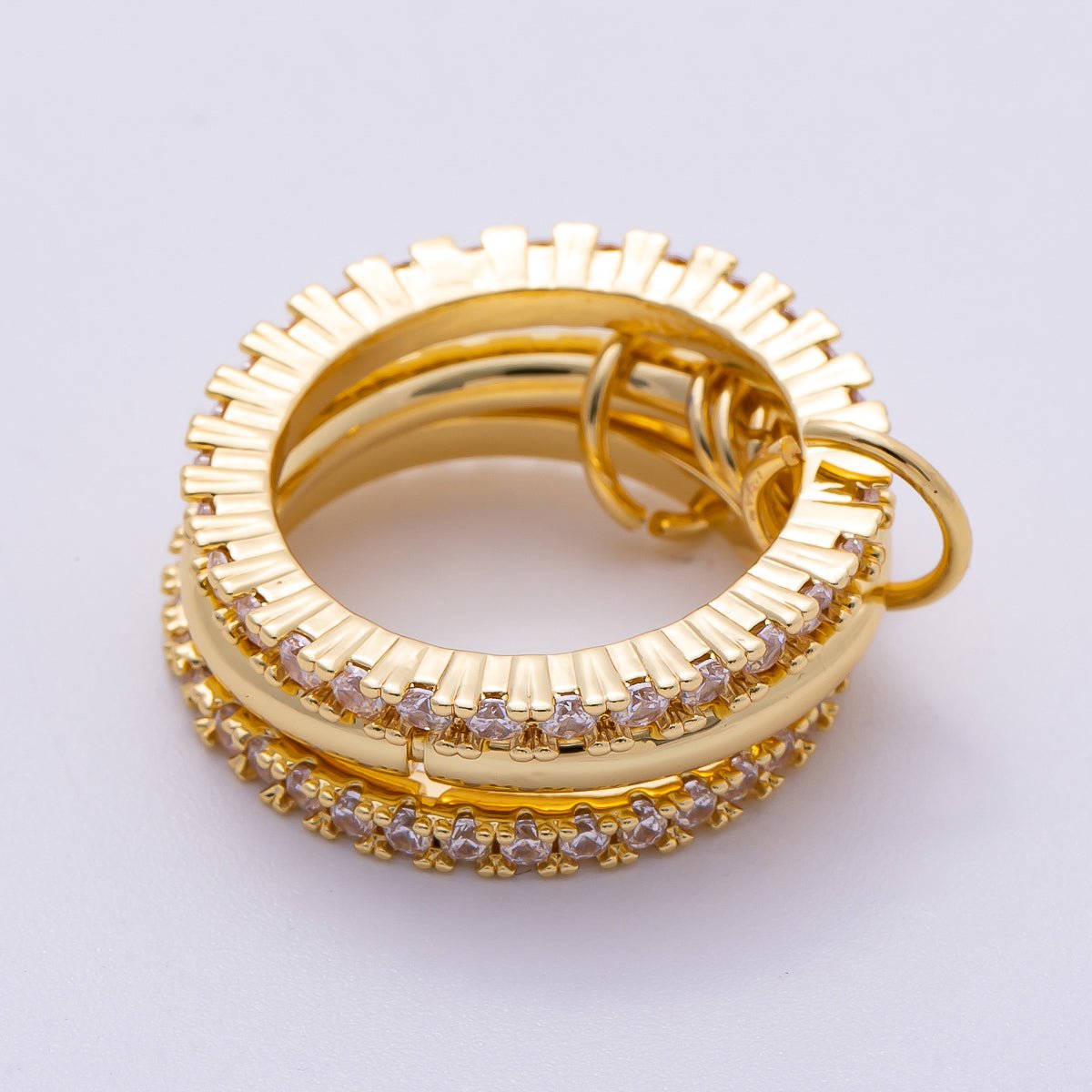 16K Gold Filled Micro Paved CZ Triple Interlock Ring | RINGS-00061