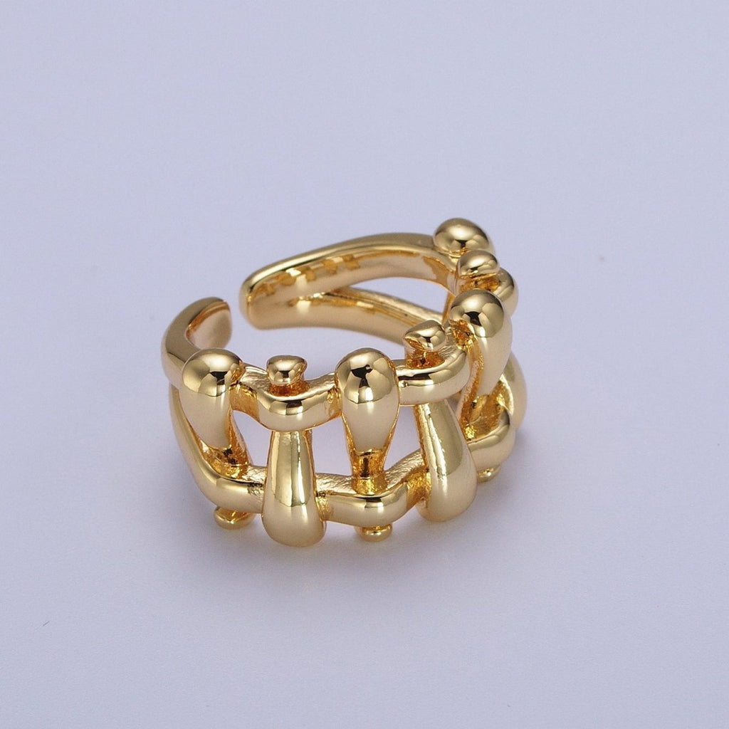 16K Gold Filled Minimalist Gold, Silver Bubble Wide Geometric Rings | O089 O090