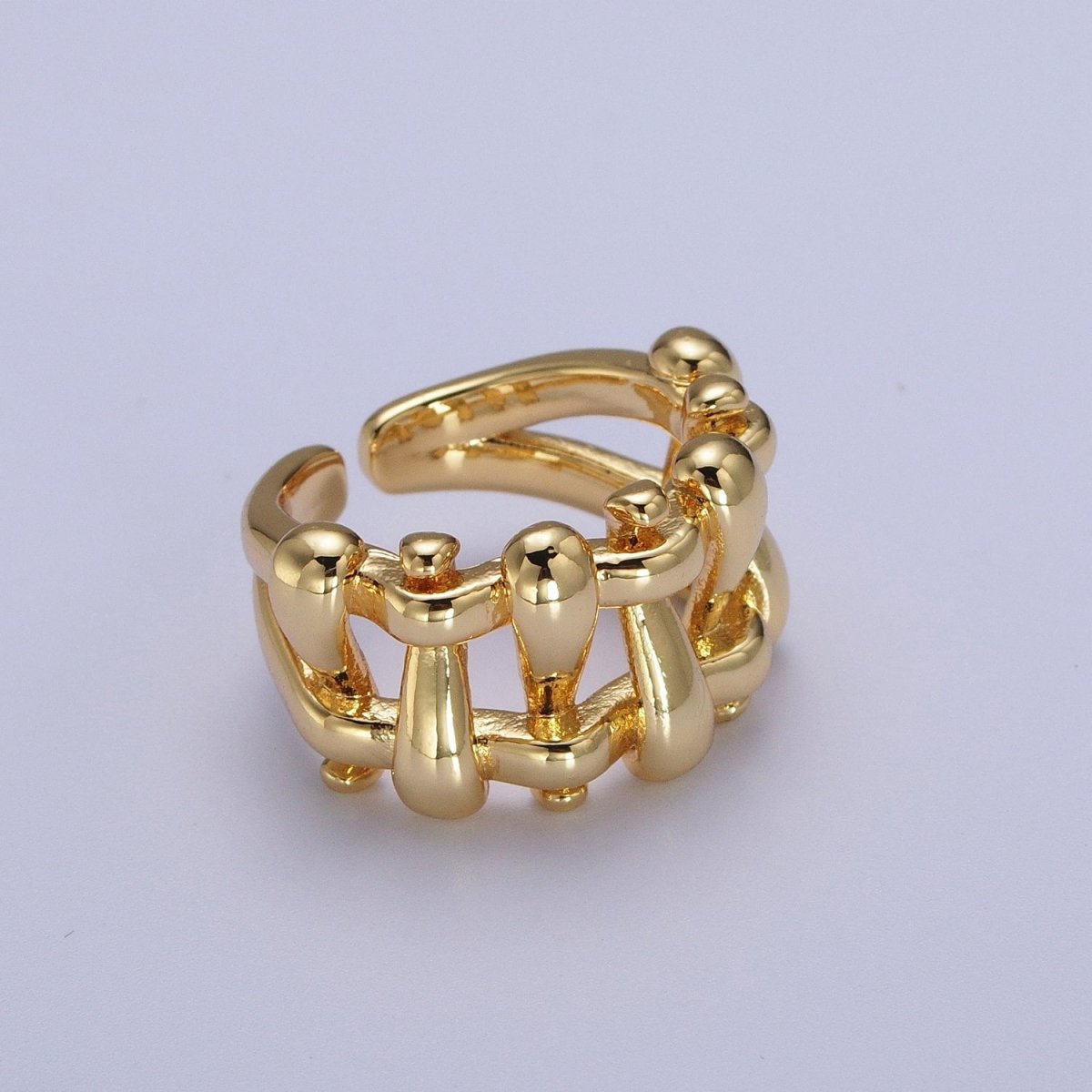 16K Gold Filled Minimalist Gold, Silver Bubble Wide Geometric Rings | O089 O090