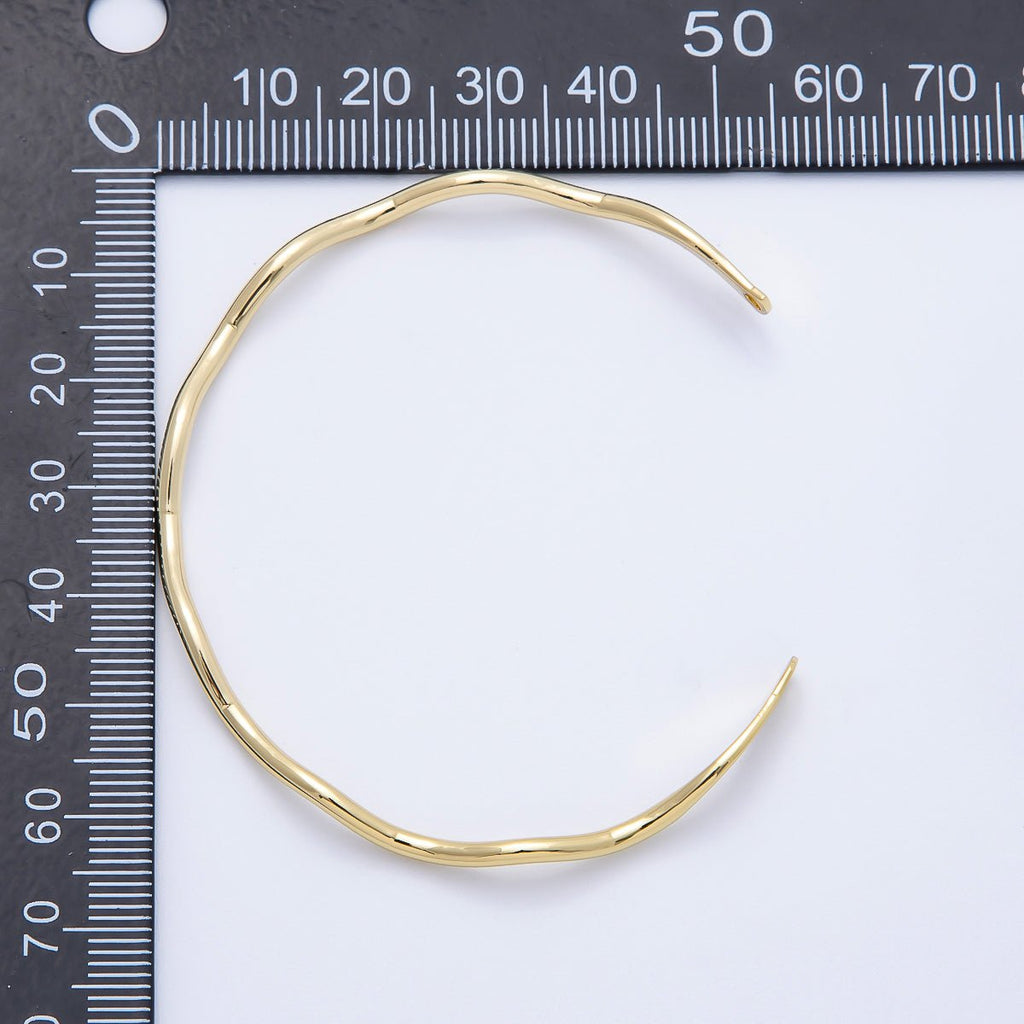16K Gold Filled 4mm Minimalist Wavy Half Cuff Bracelet Finding for Bangle Supply | WA-04422