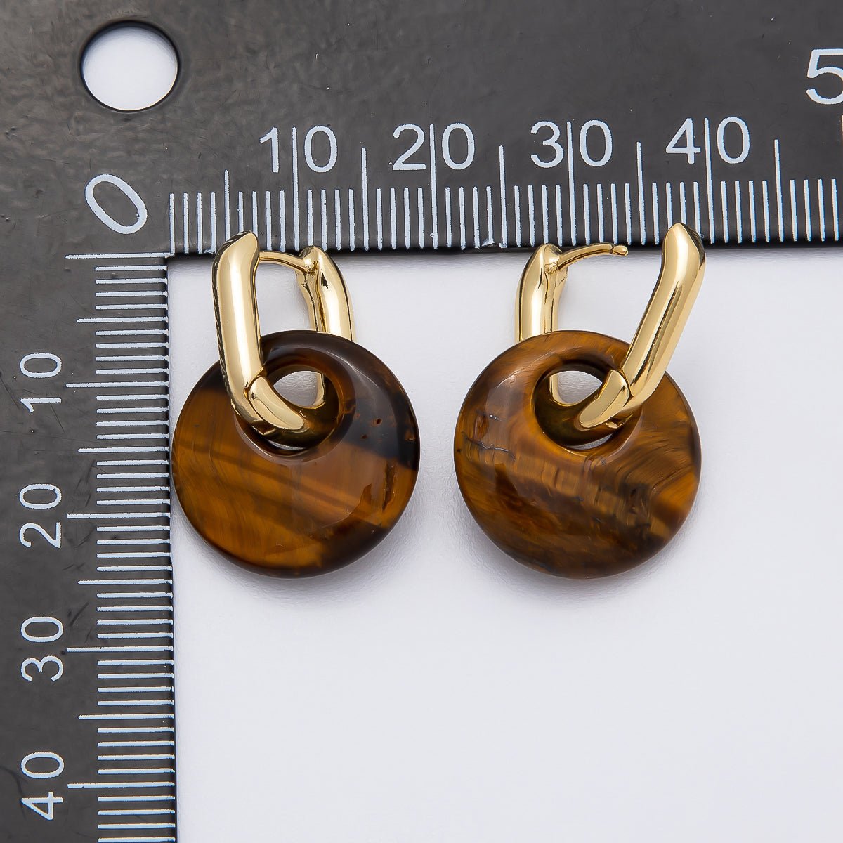 16K Gold Filled Natural Gemstone Donut Drop Oblong Hoop Earrings | EARRINGS-00245 ~ EARRINGS-00247