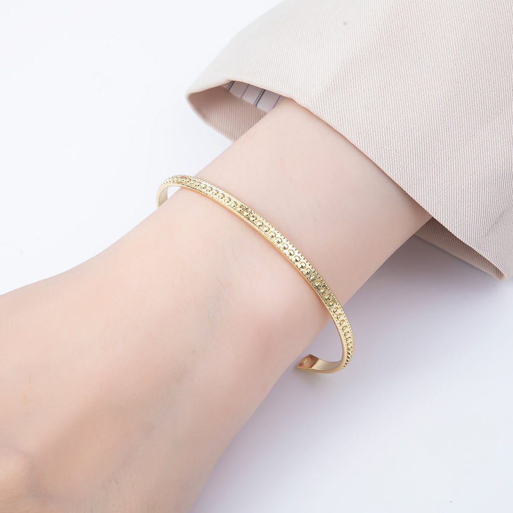 16K Gold Filled Round Dotted Geometric Half Cuff Bracelet Finding for Bangle Supply | WA-04450