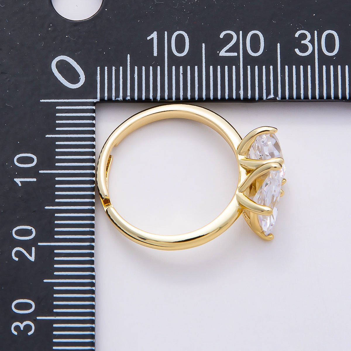 16K Gold Filled Round Marquise CZ Solitaire Adjustable Ring in Gold & Silver | Rings-00094 Rings-00095