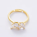 16K Gold Filled Round Marquise CZ Solitaire Adjustable Ring in Gold & Silver | Rings-00094 Rings-00095