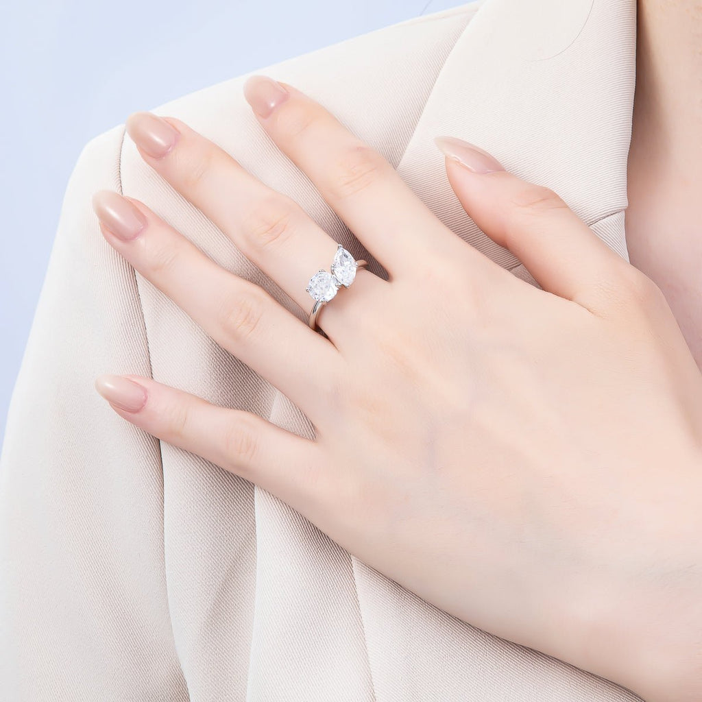 16K Gold Filled Round Marquise CZ Solitaire Adjustable Ring in Gold & Silver | Rings-00094 Rings-00095