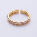 16K Gold Filled Shell Pearl Micro Paved CZ Double Lined Ring | Rings-00063