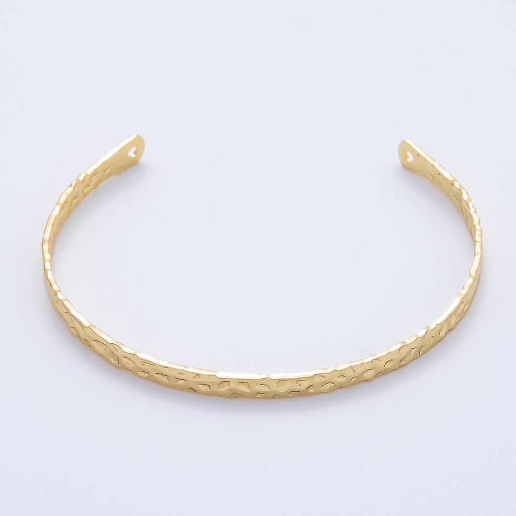 16K Gold Filled 4.5mm Geometric Hammered Half Cuff Bracelet Finding for Bangle Supply | WA-04412