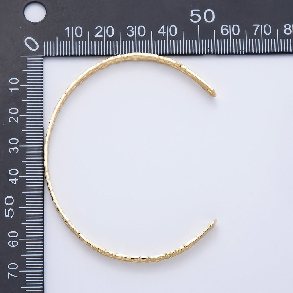 16K Gold Filled 4.5mm Geometric Hammered Half Cuff Bracelet Finding for Bangle Supply | WA-04412
