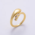 16K Gold Filled Triple CZ Dotted Round Dome Wrap Ring | Rings-00065
