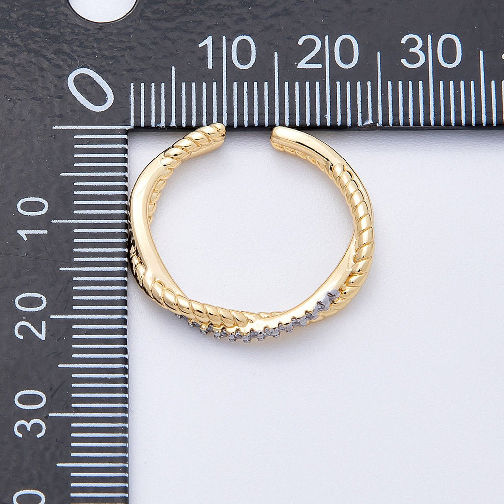16K Gold Filled Twisted Micro Paved CZ Mixed Metal Ring in Gold & SIlver | Rings-00003 Rings-00004