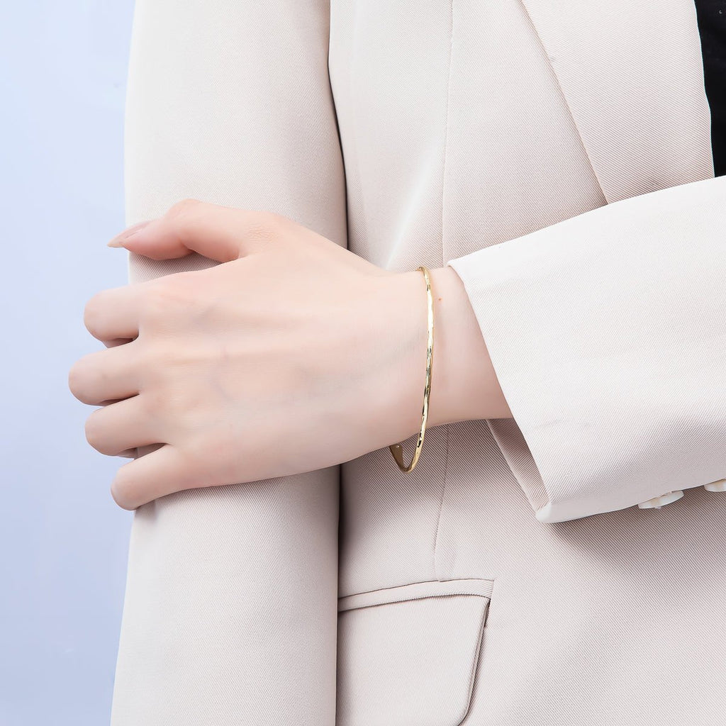 16K Gold Filled Wavy Multifaceted Half Cuff Bracelet Finding for Bangle Supply | WA-04457
